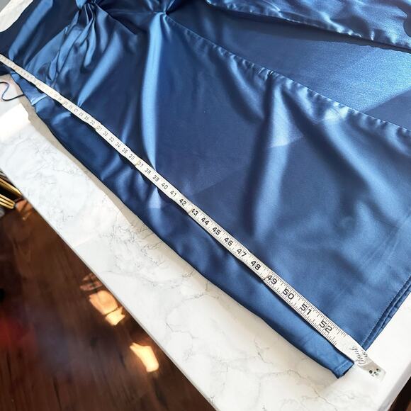 Abercrombie & Fitch Navy Satin Sleeveless Ruched Formal Dress Women's Size Small - Picture 14 of 14